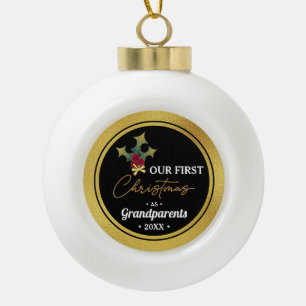 Custom Branded Grandparent's First Christmas Ceramic Ball Christmas Ornament