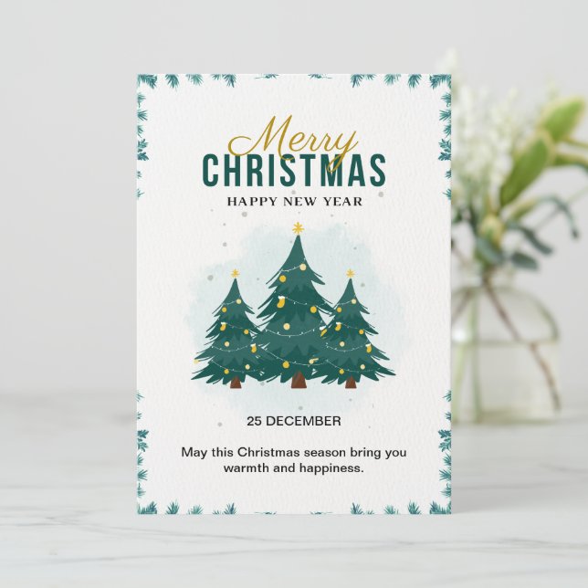 Custom Branded Green Modern Merry Christmas Invitation (Standing Front)