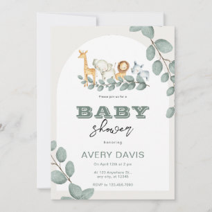 Custom Branded Greenery Safari Baby Shower  Invitation