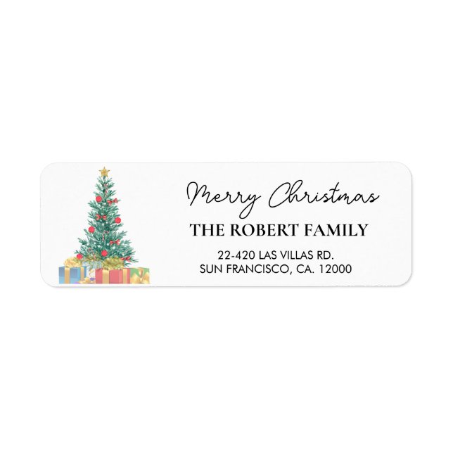 Custom Branded Merry Christmas Return Address  Label (Front)