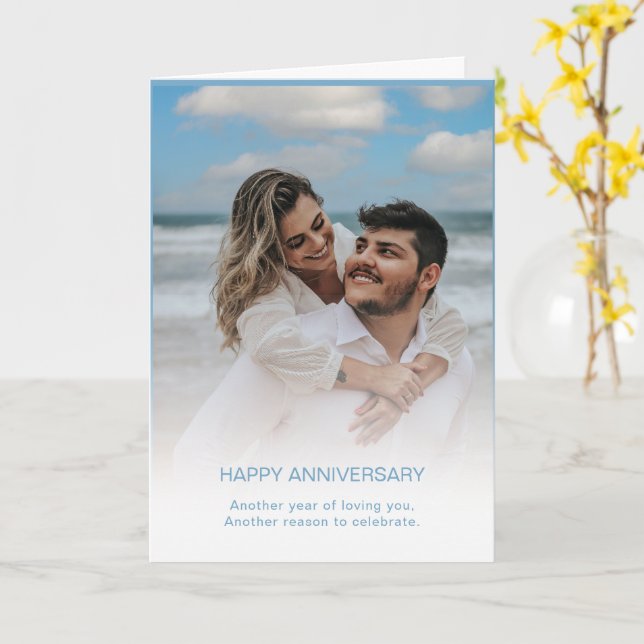 Custom Branded Modern Anniversary Photo Card (Yellow Flower)