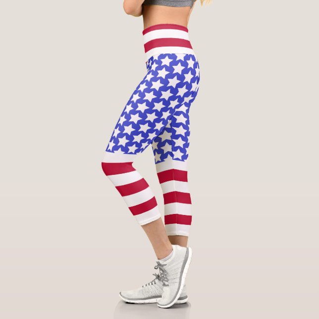Custom Branded Patriotic Stars and Stripes Capri  (Left)