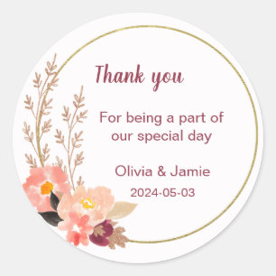 Custom Branded Peach Cute Classic Round Sticker