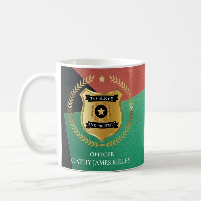 Custom Branded Police Officer Shield Personalised  Coffee Mug (Left)