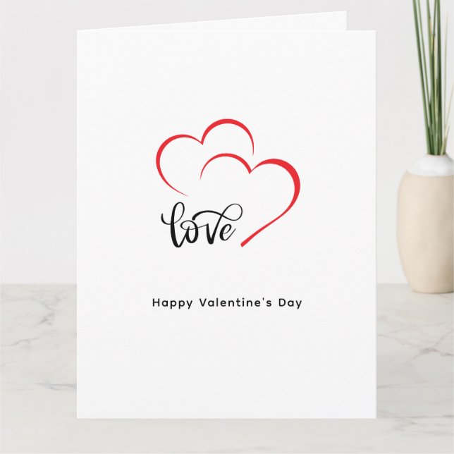 Custom Branded Red Black Minimalist Valentine Day Card (Front)