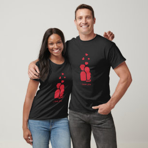 Custom Branded Red Black Simple Couple and Heart  T-Shirt