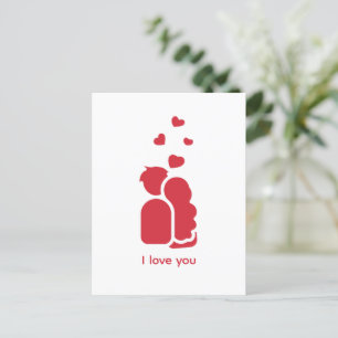Custom Branded Red White Simple Couple and Heart Postcard