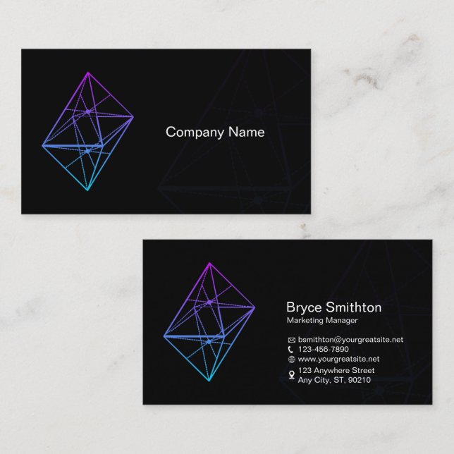 Custom Branded Tech Start-Up Black Business Card (Front/Back)