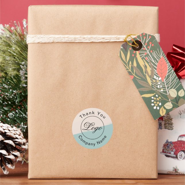 Custom Branded Thank you Simple Classic Round Sticker (Holiday)