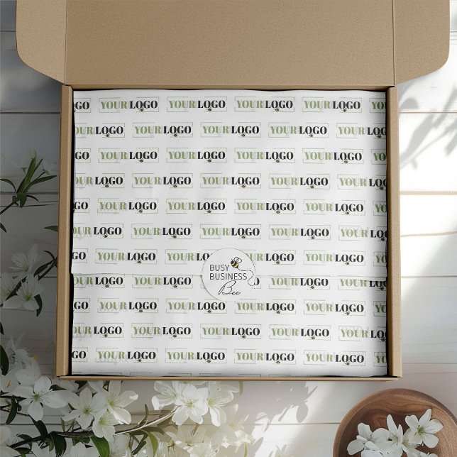 Custom Branded Tiled Logo Large Sheet Tissue Paper (Logo branded tissue paper by Busy Business Bee)