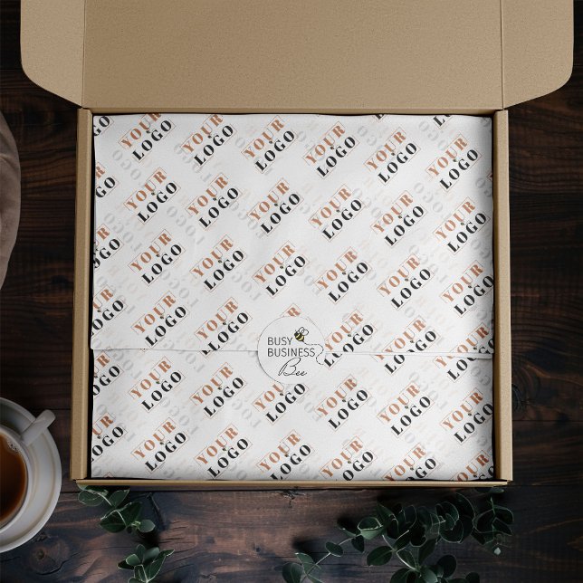 Custom branded tiled logo message tissue paper (Logo branded tissue paper by Busy Business Bee)