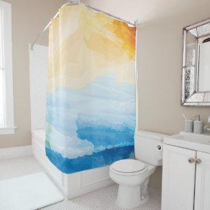 Custom Branded Watercolor Wet Wash Splash Shower Curtain