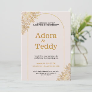 Custom Branded White and Gold Minimalist Wedding Invitation