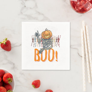 Custom Branded White and Orange Grunge Halloween Napkin