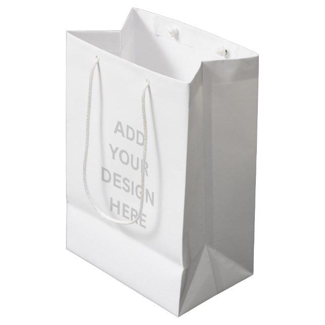 Custom Branded White Gift Bag | Medium Glossy (Front Angled)