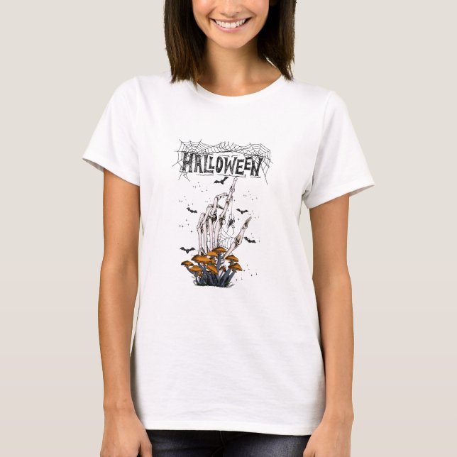 Custom Branded White Modern Halloween T-Shirt (Front)