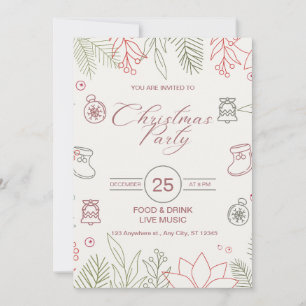 Custom Branded White Simple Christmas Party Invitation