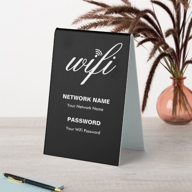Custom Branded Wi-Fi details and Password Black (In SItu (Table))