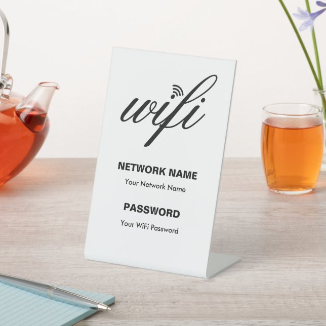 Custom Branded Wi-Fi details and Password White  Pedestal Sign (In SItu)