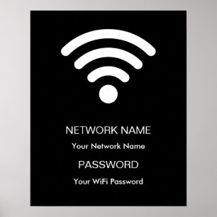 Custom Branded Wifi Network and Password Black Poster