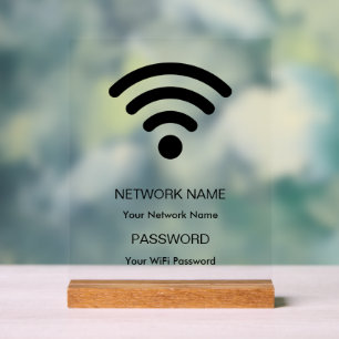 Custom Branded Wifi Network and Password White Acrylic Sign