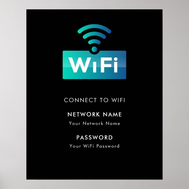 Custom Branded Wifi Network Connect Modern Black Poster (Front)