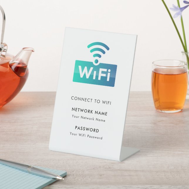 Custom Branded Wifi Network Connect Modern White  Pedestal Sign (In SItu)
