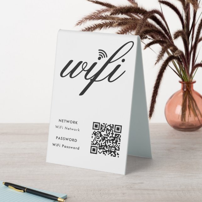 Custom Branded Wifi Network QR Code White (In SItu (Table))