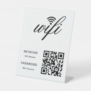Custom Branded Wifi Network QR Code White Pedestal Sign