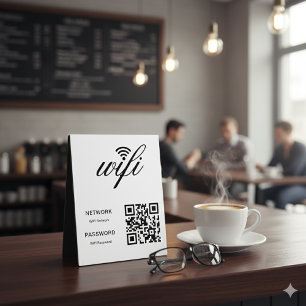 Custom Branded Wifi Network QR Code White Plaque