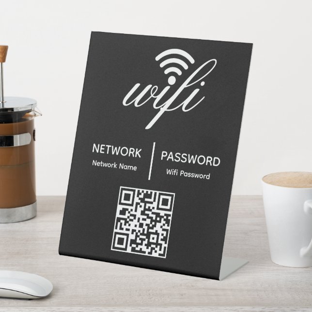 Custom Branded Wifi Password Personalised QR Code  Pedestal Sign (In SItu)