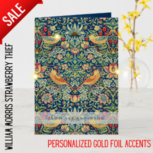 Custom Branded William Morris Birds Pattern Foil Greeting Card