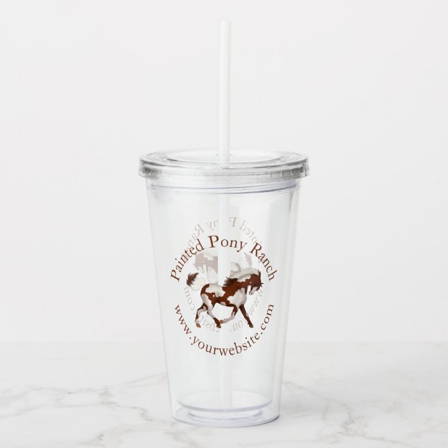 Custom Branding Logo & Circular Text Brown Acrylic Tumbler (Front)