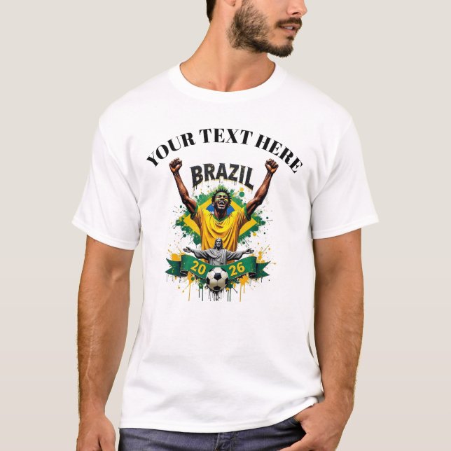 Custom Brazil Soccer Football Team Supporter T-Shirt (Front)