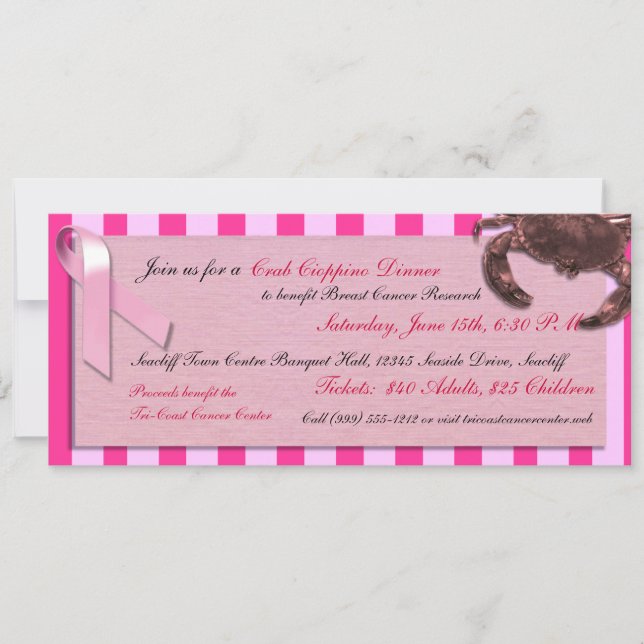 Custom Breast Cancer Benefit Crab Cioppino / Feed Invitation (Front)