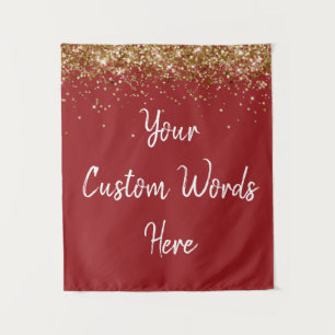 Custom Brick Red & Gold Birthday Party Photo Booth Tapestry