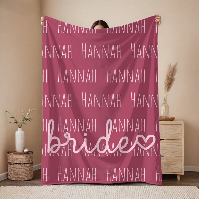 Custom Bridal Blanket Wedding Gift for Bride (Personalized Bridal Party Throw Blanket Gift for Bride, Custom Name Wedding Blanket Gift for Bride)
