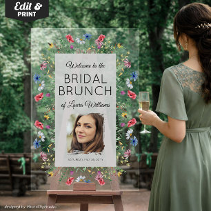 Custom Bridal Brunch Sign, Floral Bridal Welcome Acrylic Sign