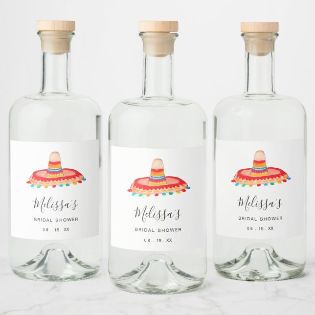  Custom Bridal Fiesta Sombrero   Liquor Bottle Label (Bottles)