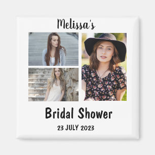 Custom Bridal Shower 3 Photo Collage Magnet