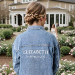 Custom Bridal Shower Bachelorette Party Minimalist Denim Jacket<br><div class="desc">Introducing our "Custom Bridal Shower Bachelorette Party Minimalist Denim Jacket, " the perfect gift for your bridal party to show your appreciation and celebrate the upcoming wedding. This personalised bridesmaid gift is a trendy and thoughtful way to express your gratitude to your bridesmaids, maid of honour, and matron of honour....</div>