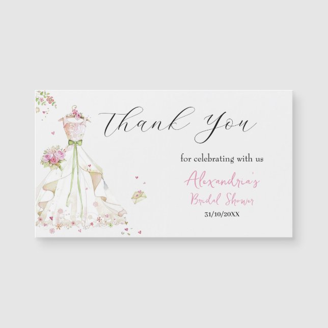 Custom Bridal Shower Dress Thank you (Front)
