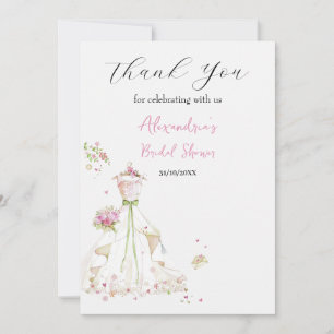 Custom Bridal Shower Dress Thank you Card