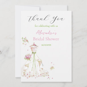 Custom Bridal Shower Dress Thank you Card