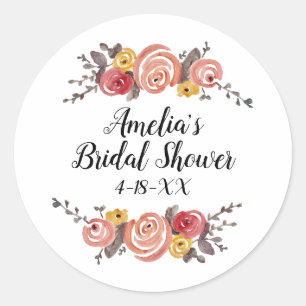Custom Bridal Shower Flower Classic Round Sticker