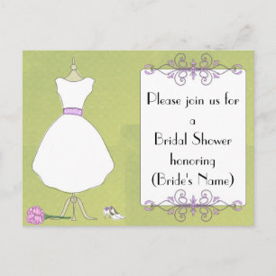 Custom Bridal Shower Invitation-Chic Dress Form Invitation Postcard