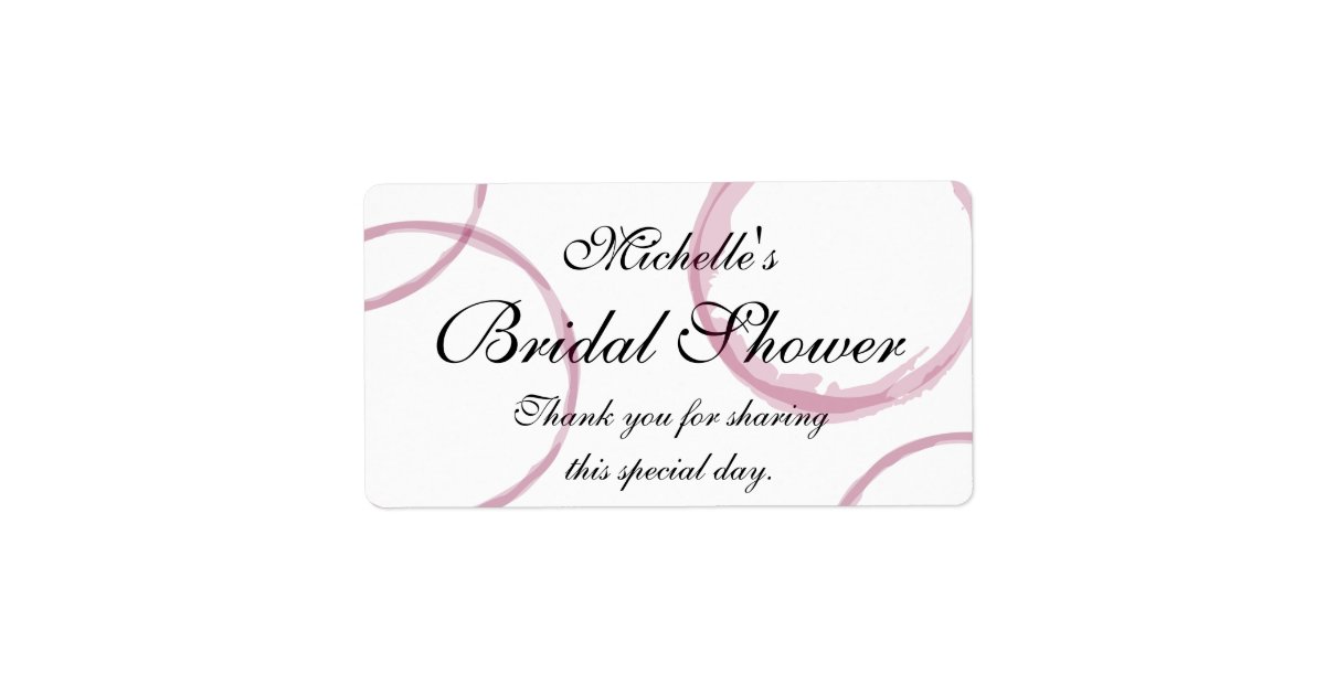 Custom bridal shower labels with wine stain rings Zazzle