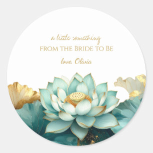 Custom Bridal Shower Lotus gold Thank you Classic Round Sticker