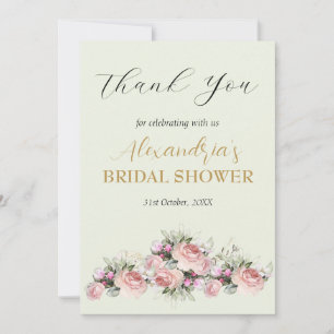 Custom Bridal Shower Roses Thank you Card