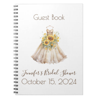 Custom Bridal Shower Sunflower Dress Guestbook Notebook